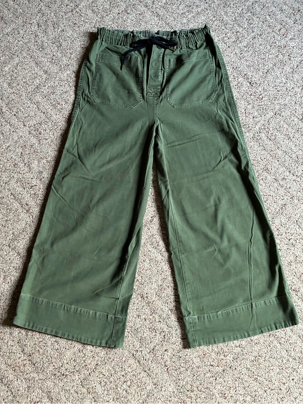 Pilcro Olive Green Wide-Leg Pull-On Pants